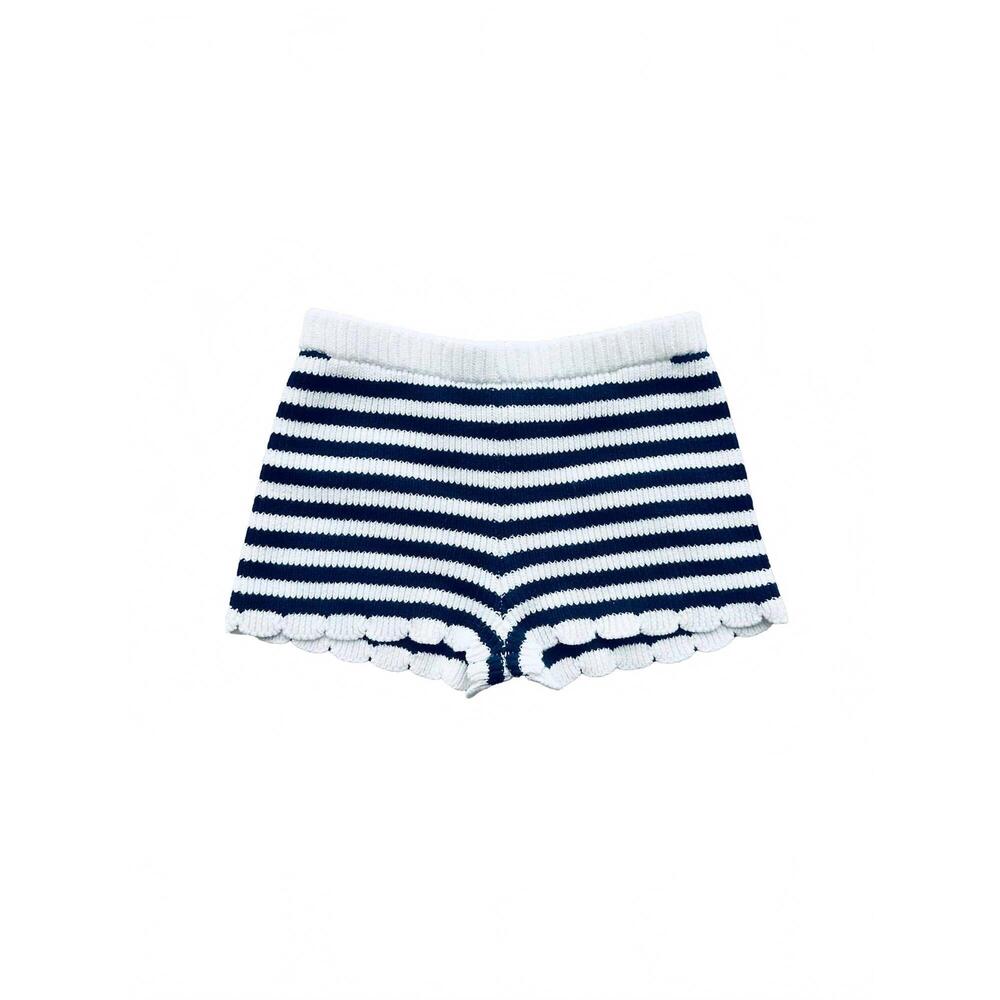 NEW LITTLE OLIN girl's tween knit shorts in navy & white